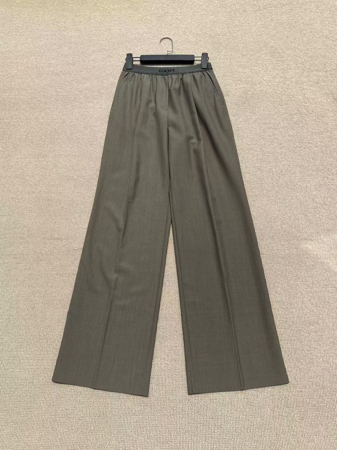 Loewe Wool Straight Leg Pants in Black/Gray, Size XS/S/M/L