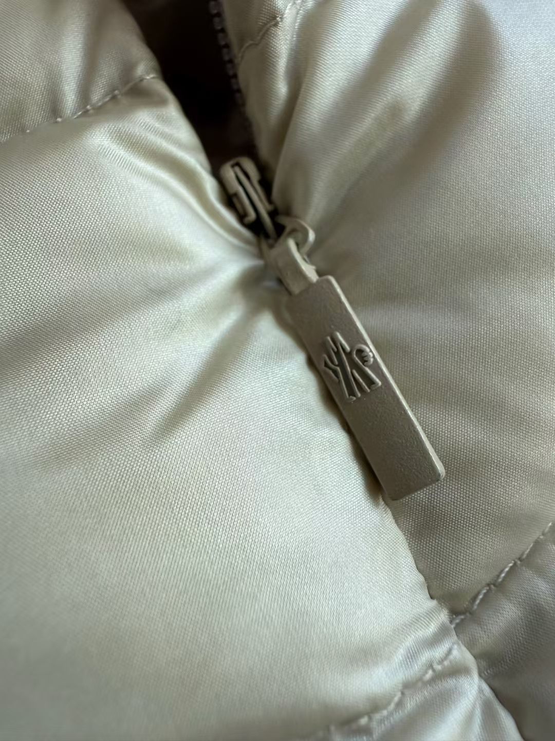 Moncler Igelong Hooded Long Down Jacket in Beige, Size 0/1/2/3
