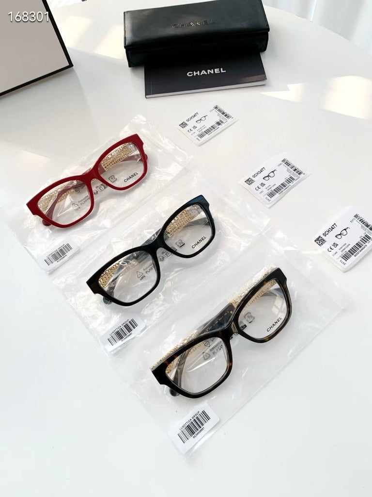 Chanel Cate Eye Optical Glasses in Red/Black/Brown CH3477