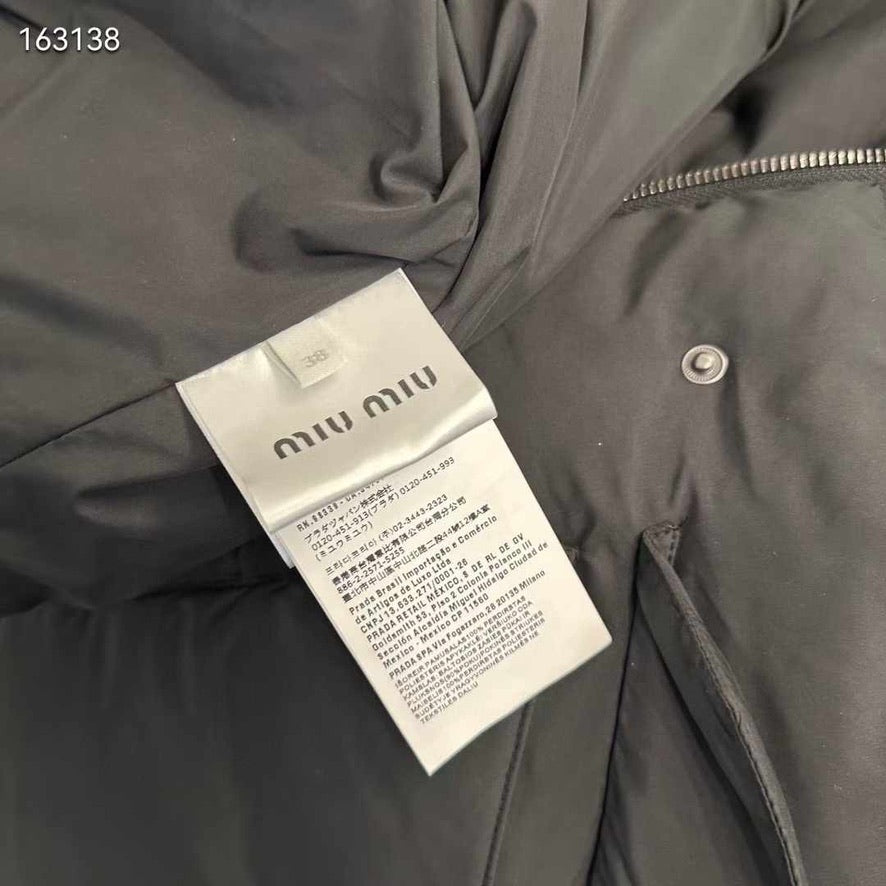 Miu Miu Technical Ponge Cropped Down Jacket in Black, Size S/M/L
