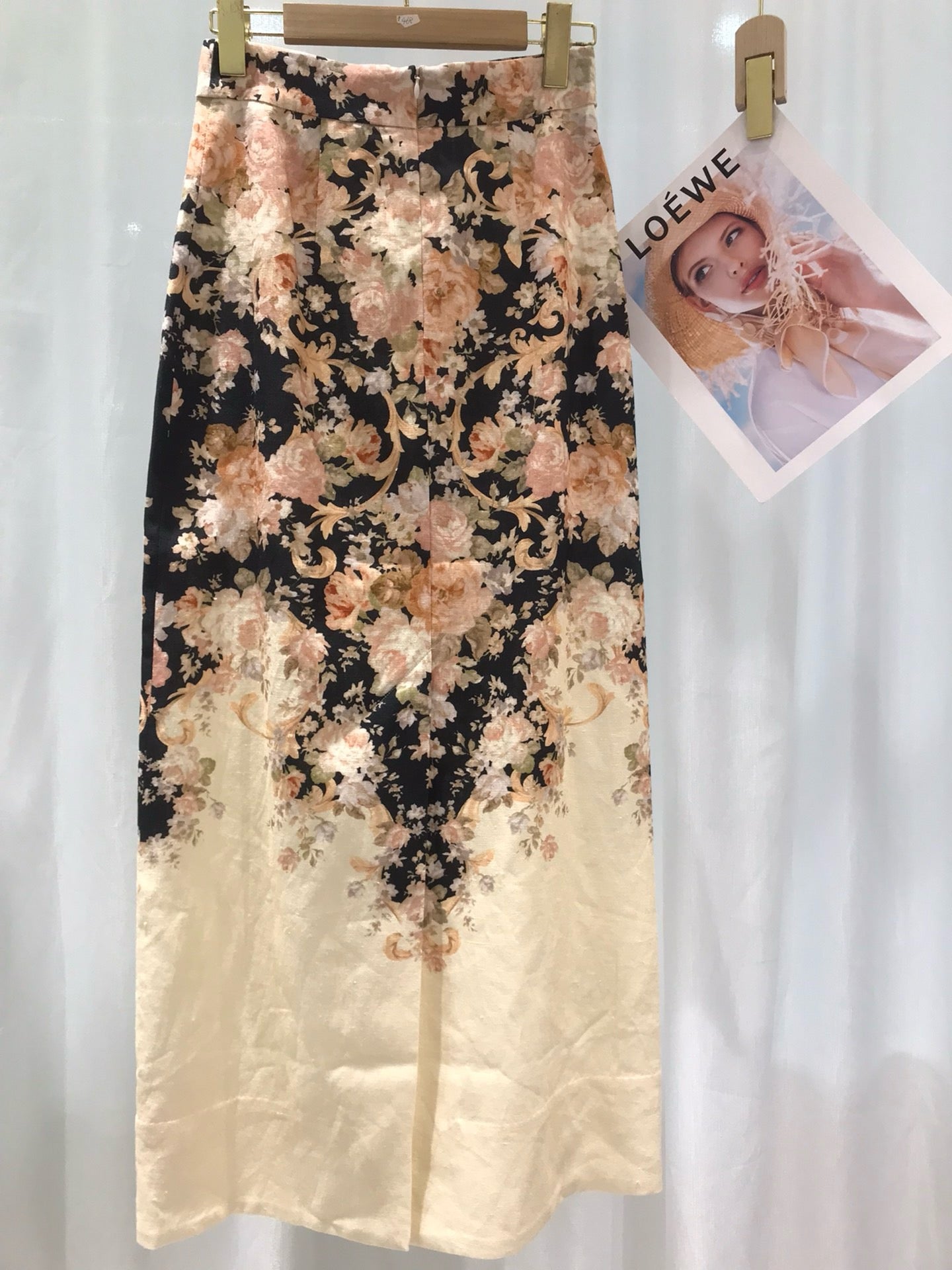 Zimmermann Floral Ramie Bouse & Midi Linen Skirt Set, Size AU 0/1/2/3