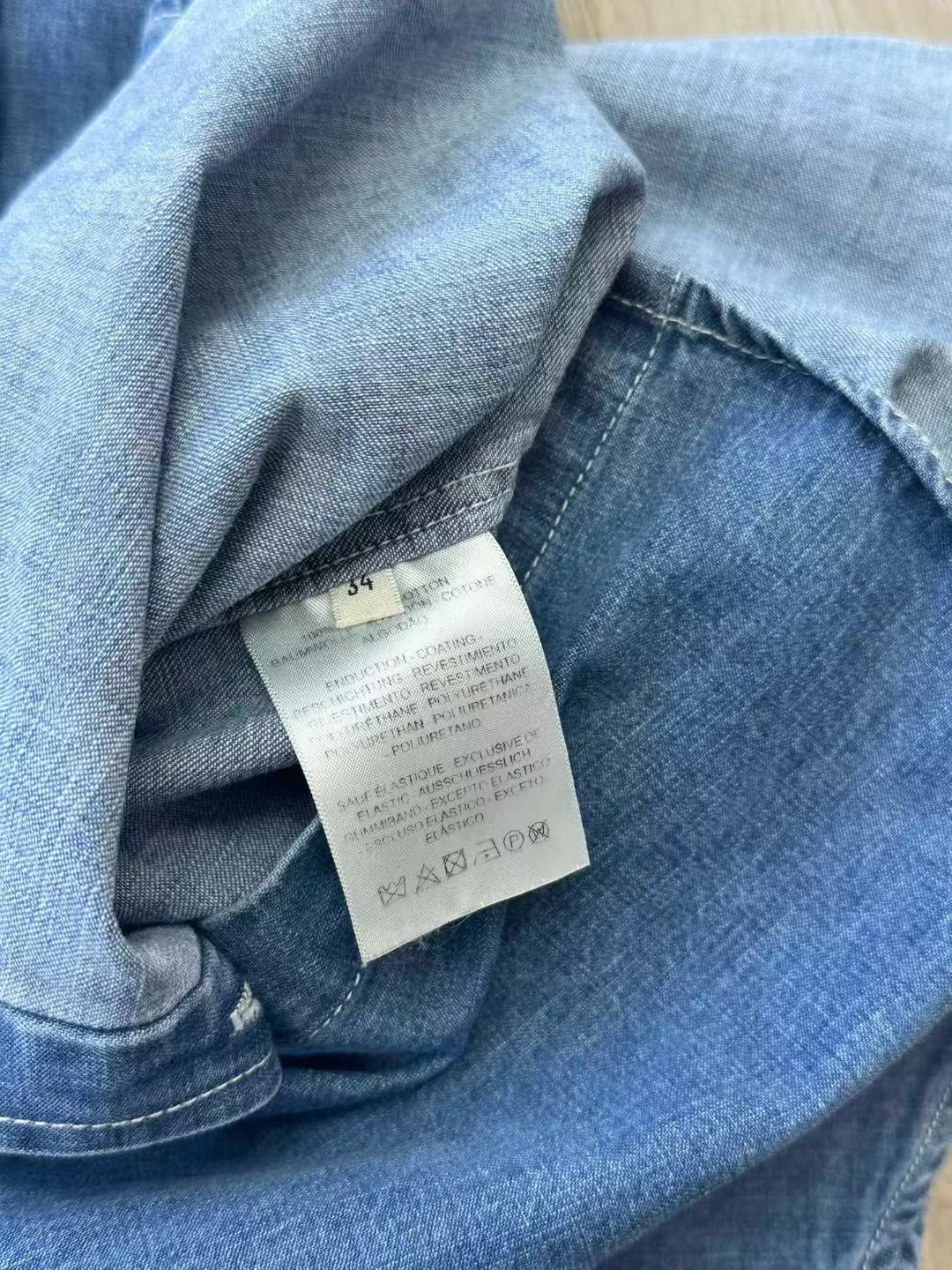 Hermes Unisex Long Sleeve Demin Shirt in Blue, Size 34/36/38/40/42