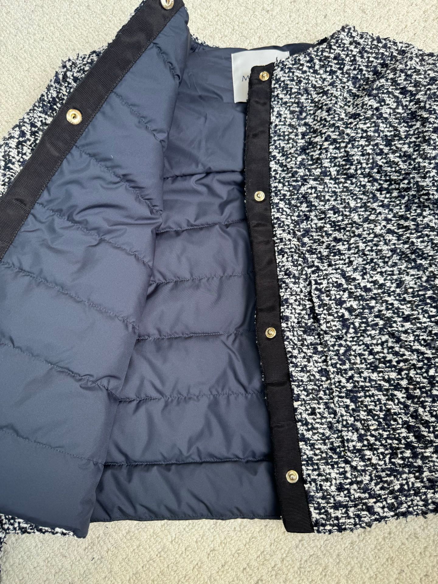 Monlcer Dauphin Tweed Short Down Jacket, Size 1/2/3