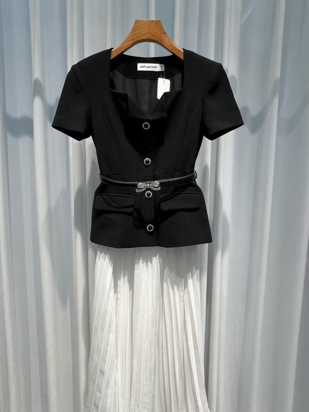 Self-Portrait Short Sleeve Midi Dress, Size US 2/4/6/8