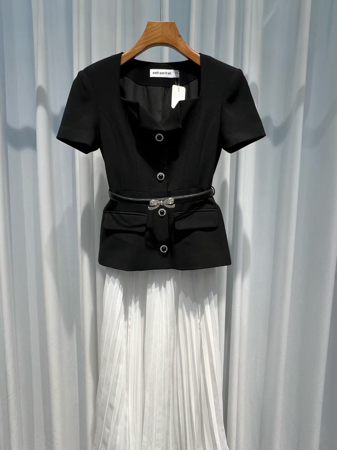 Self-Portrait Short Sleeve Midi Dress, Size US 2/4/6/8