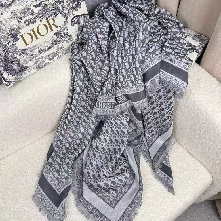 Dior Logo Silk-Wool Scarf 140 cm