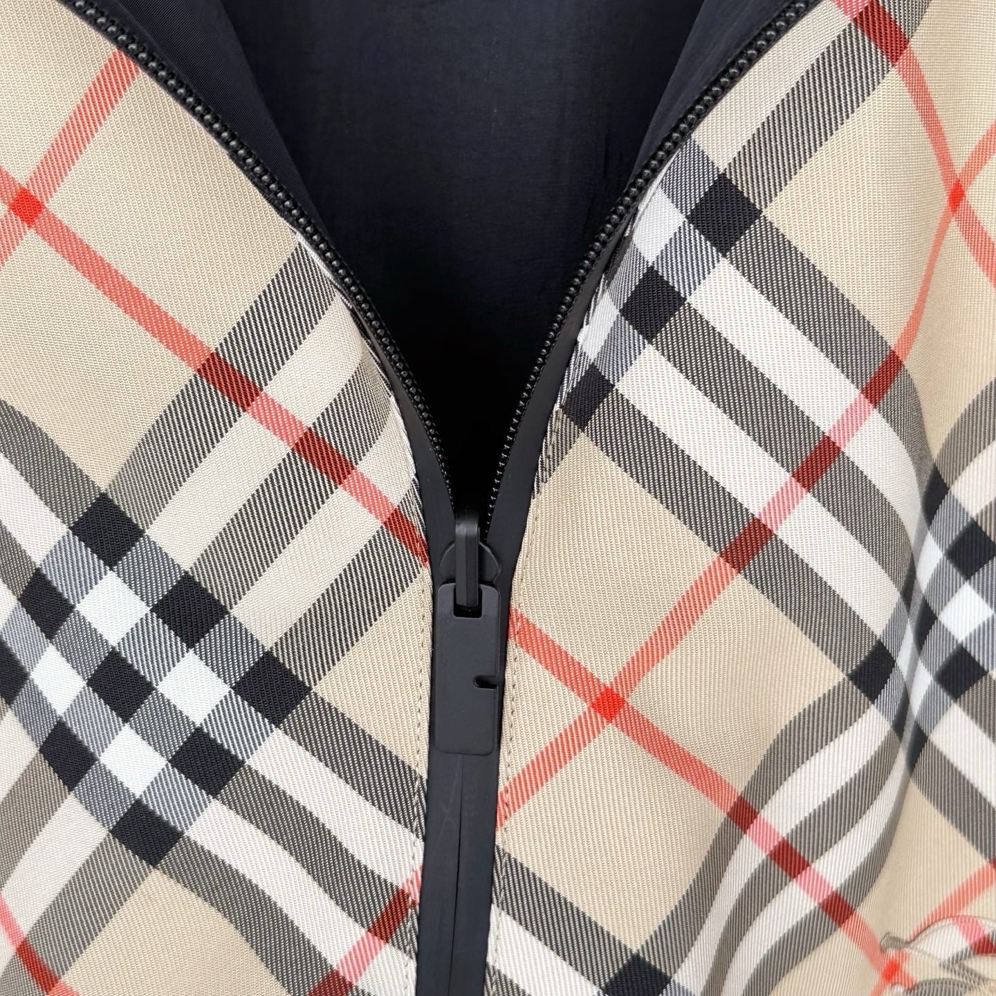 Burberry Reversible Check Jacket in Beige/Blue/Gray, Size XS/S/M/L