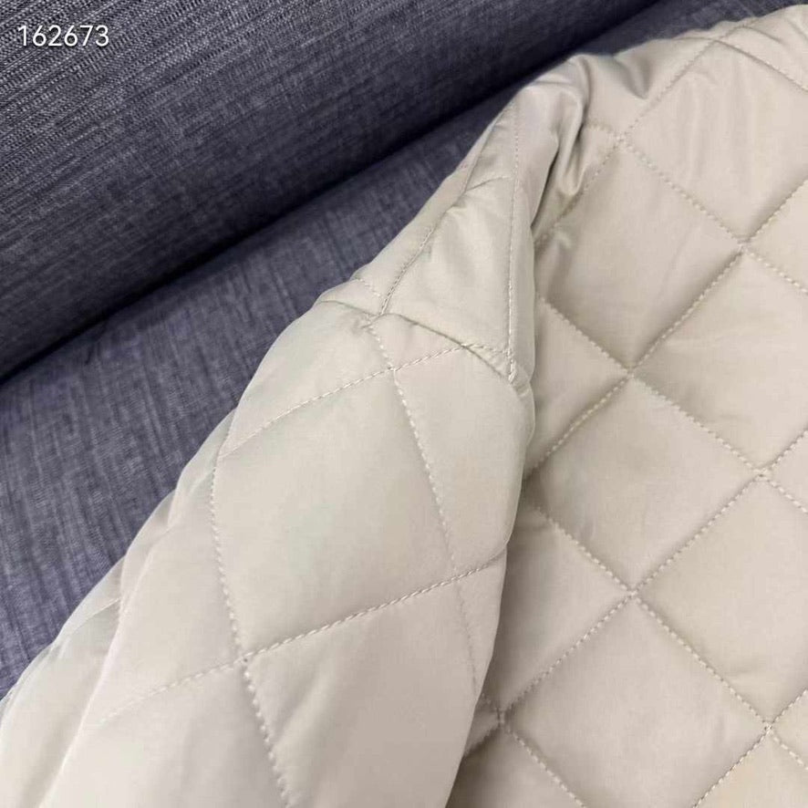 Miu Miu Technical Fabric Blouson Padded Jacket in Sabbia, Size S/M/L