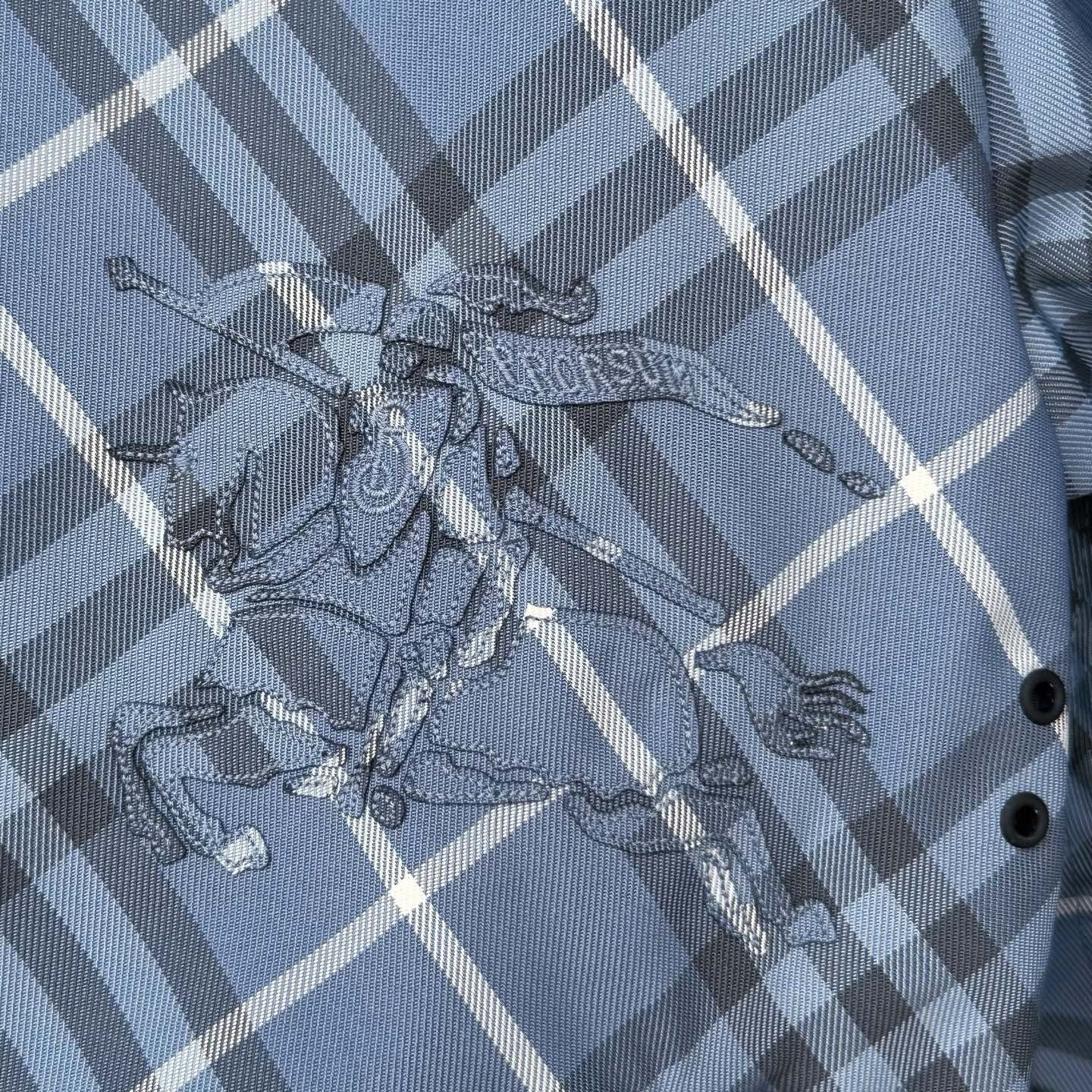 Burberry Reversible Check Jacket in Beige/Blue/Gray, Size XS/S/M/L