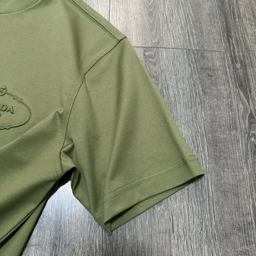Prada Logo Cotton T-Shirt in Green, Size S