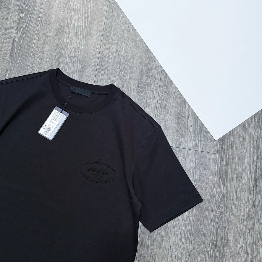 Prada Logo Cotton T-Shirt in Black, Size S