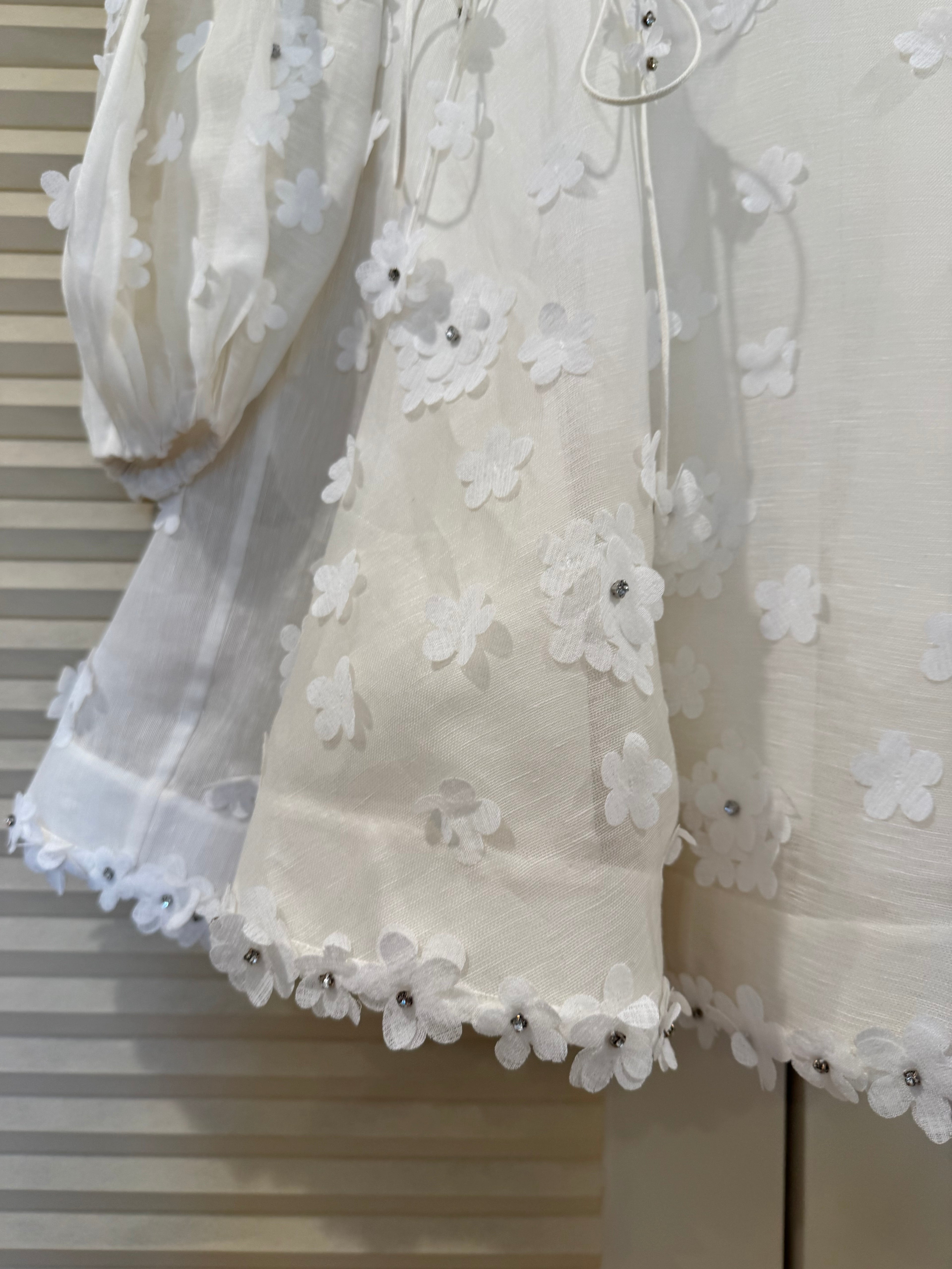 Zimmermann Floral Silk/Linen Blend Belted Minidress, Size AU 1