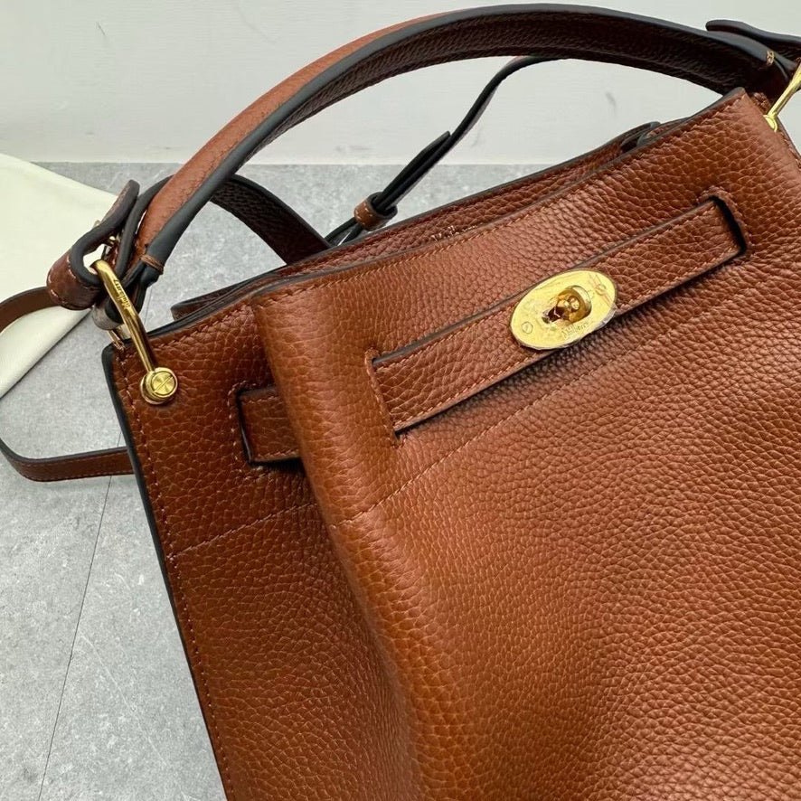 Mulberry Islington Small Bucket Bag in Ivory/Black/Brown (8.5 x 9 x 5 in)