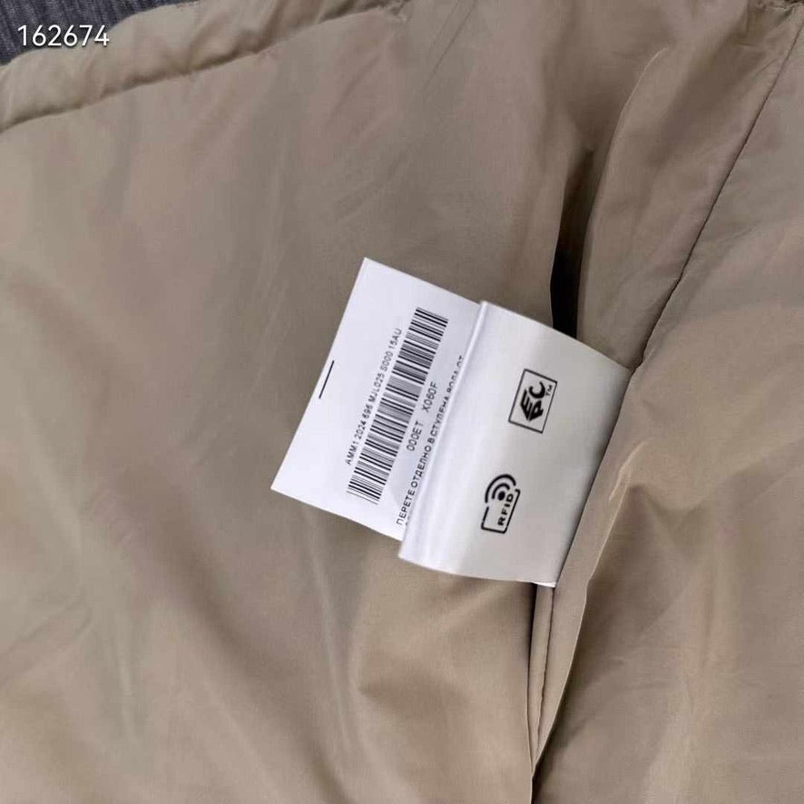 Miu Miu Technical Fabric Blouson Padded Jacket in Sabbia, Size S/M/L