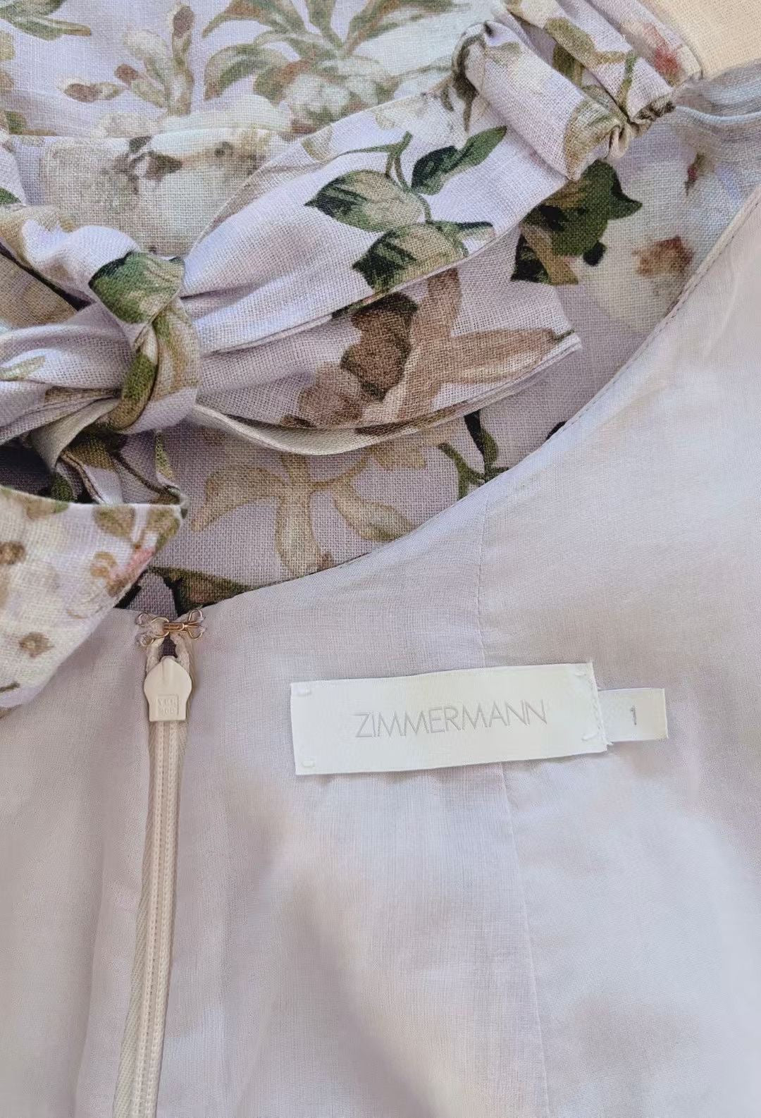 Zimmermann Floral Linen Midi Dress, Size AU 0/1