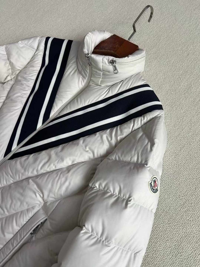 Moncler Barrot Quilted Down Jacket in Off White, Size 4/5