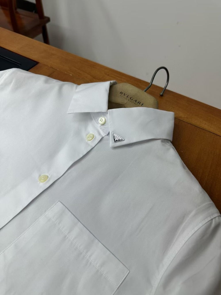 Prada Women White Cotton Poplin Dress Shirt, Size FR 36/38/40/42