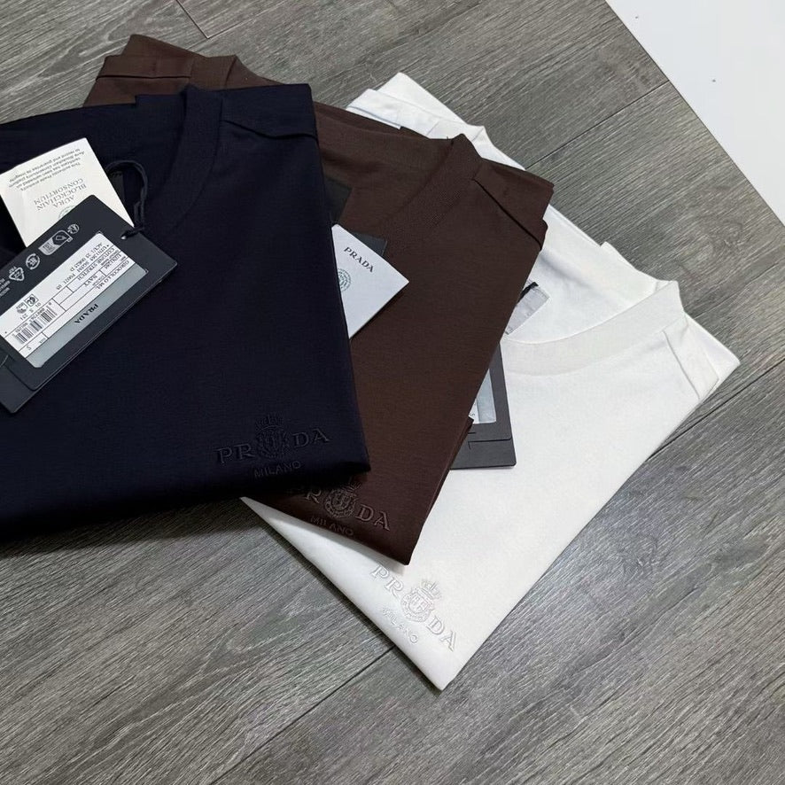 Prada Embroidered Logo Cotton T-Shirt, Size S/M/L/XL/XXL
