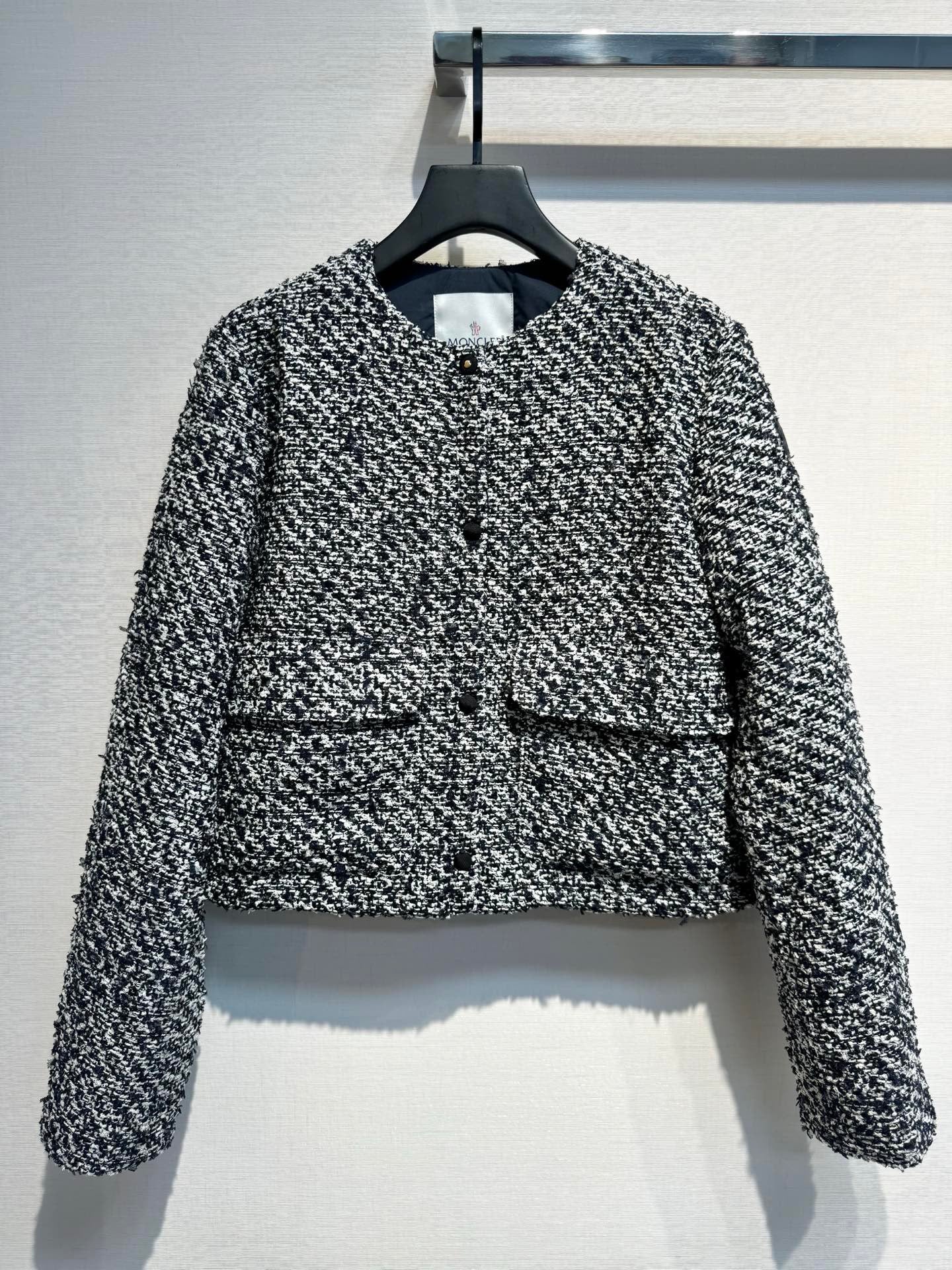 Monlcer Dauphin Tweed Short Down Jacket, Size 1/2/3