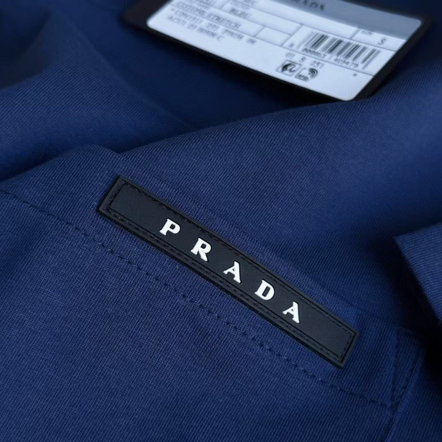 Prada Logo Cotton T-Shirt in Color White or Blue, Size S/M/L/XL/2XL