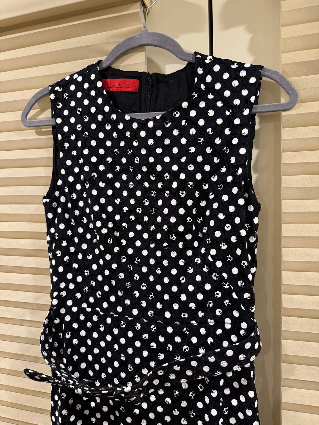CH Carolina Herrera Polka Dot Belted Maxi Dress, Size US 4/6/8