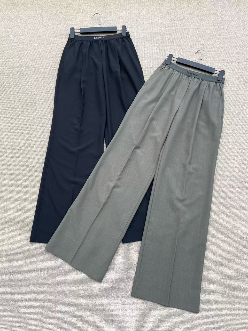 Loewe Wool Straight Leg Pants in Black/Gray, Size XS/S/M/L