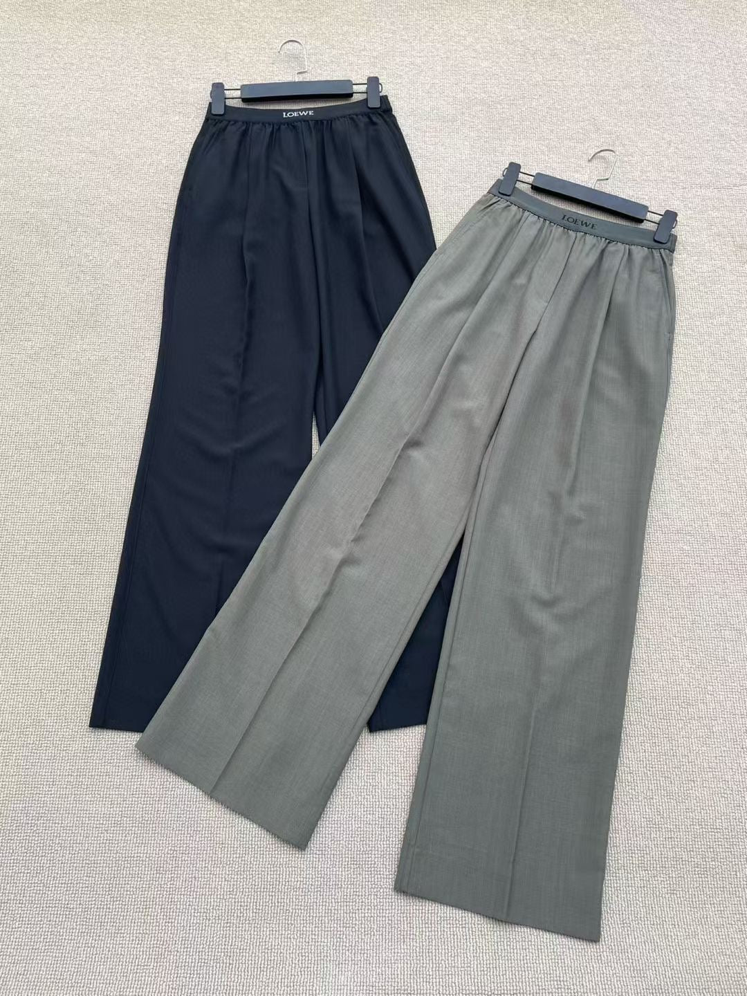 Loewe Wool Straight Leg Pants in Black/Gray, Size XS/S/M/L
