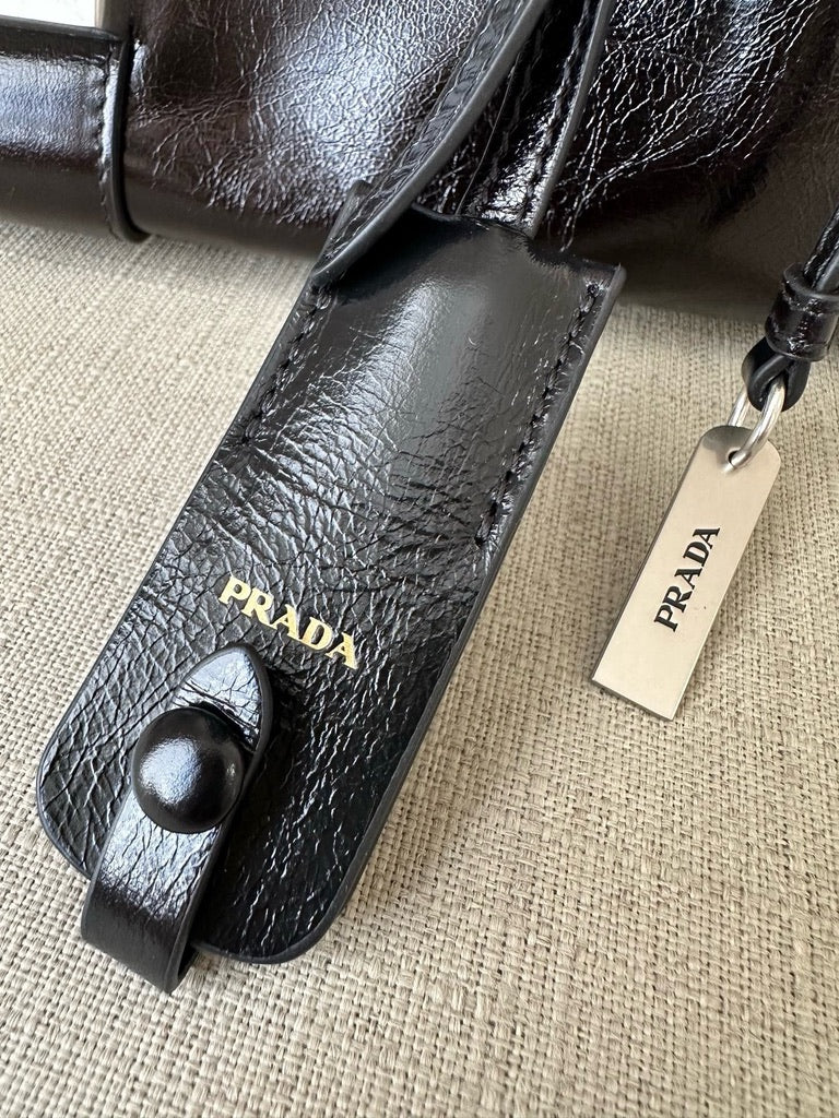 Prada Medium Leather Tote Bag in Black (12.5 x 8 x 6 in)