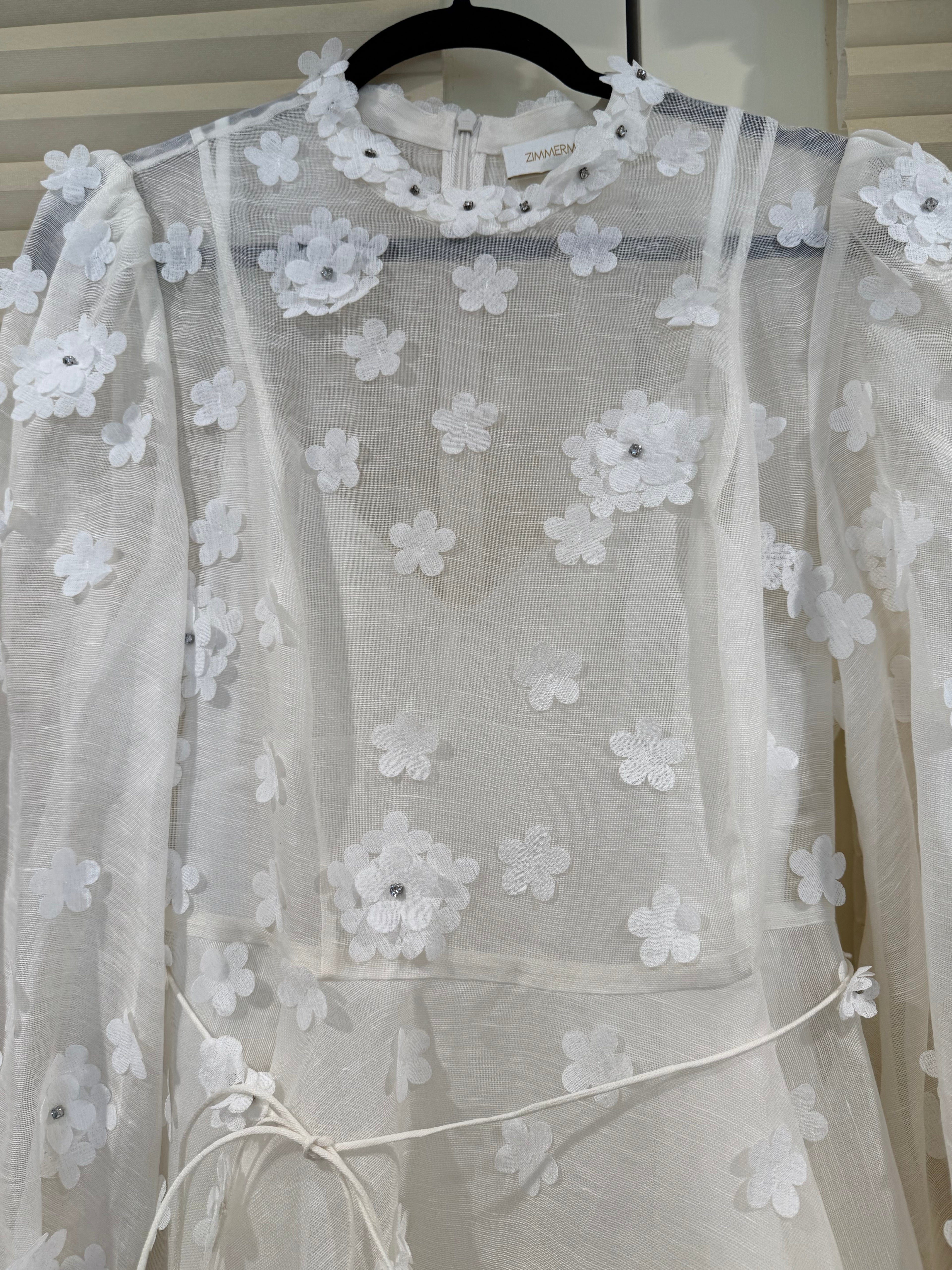 Zimmermann Floral Silk/Linen Blend Belted Minidress, Size AU 1