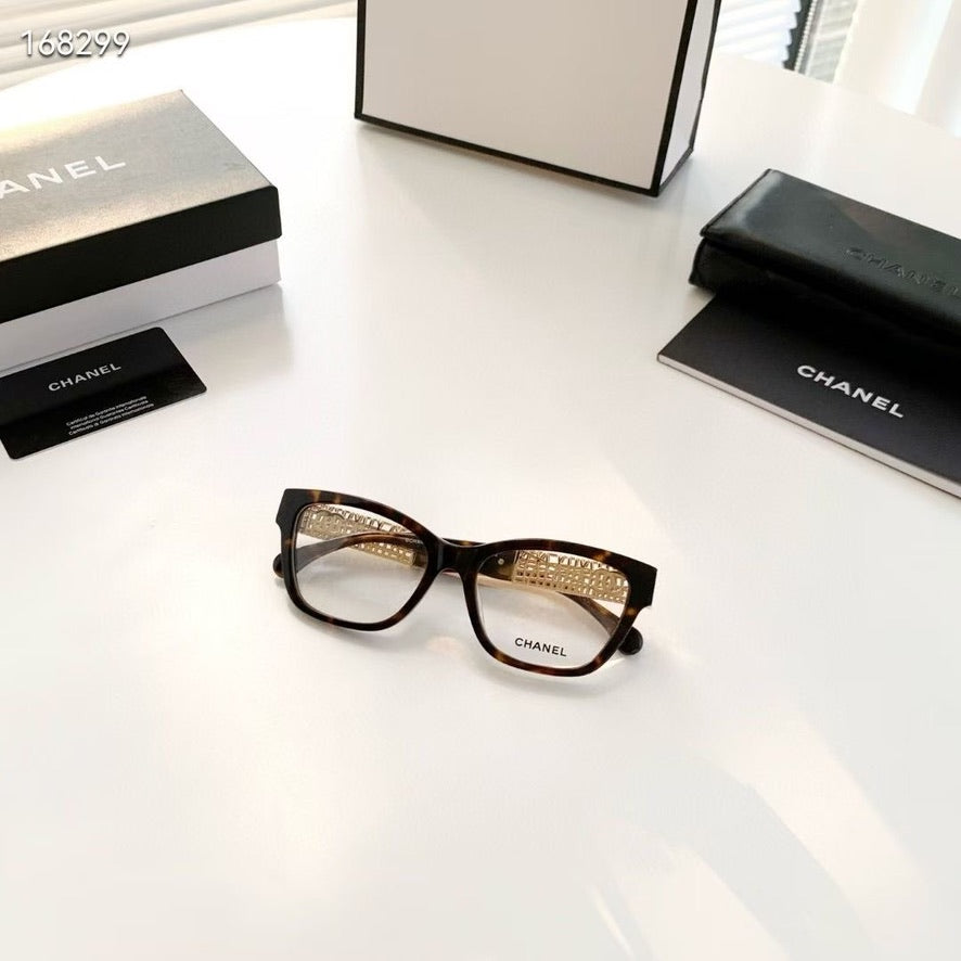 Chanel Cate Eye Optical Glasses in Red/Black/Brown CH3477