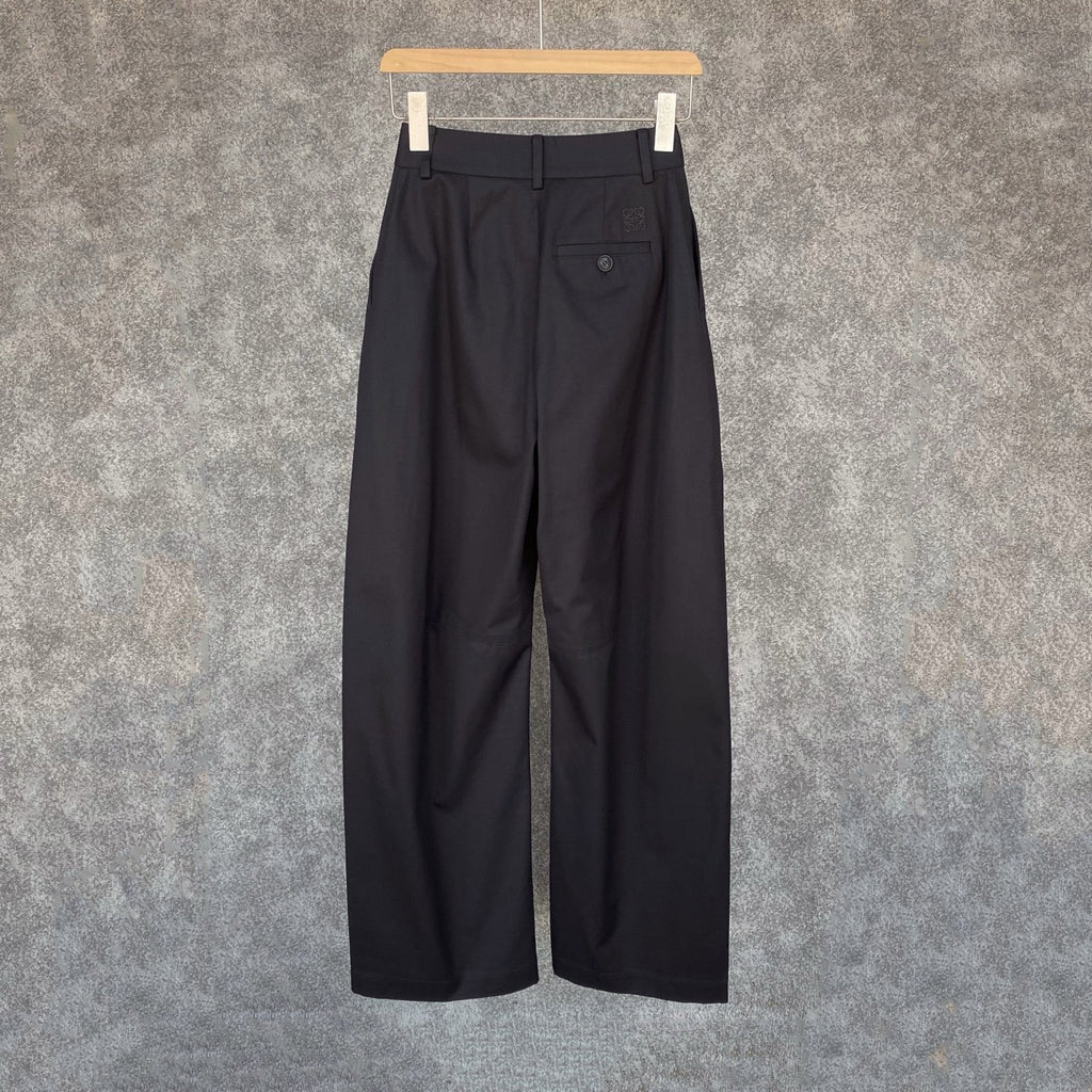Loewe Black Barrel Trousers in Cotton and Silk, Size 32/34/36/38/40