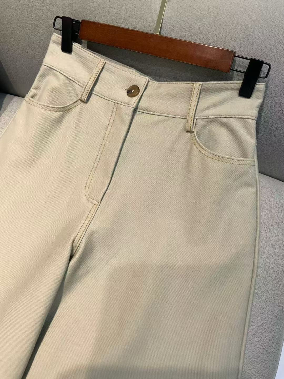 Max Mara High Waist Wide Leg Jeans in Navy/Beige/White, Size XS/S/M/L