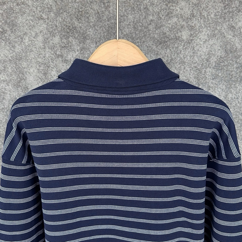 Miu Miu Blue/White Striped Zipper Shirt, Size S/M/L