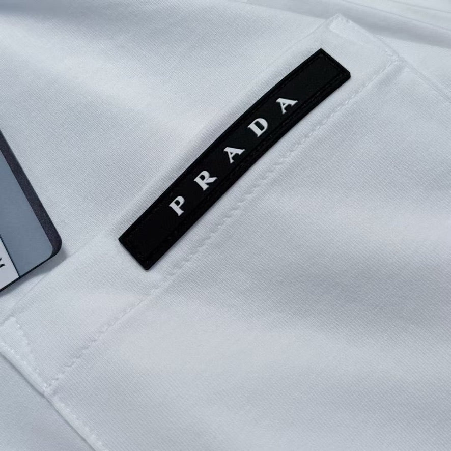Prada Logo Cotton T-Shirt in Color White or Blue, Size S/M/L/XL/2XL