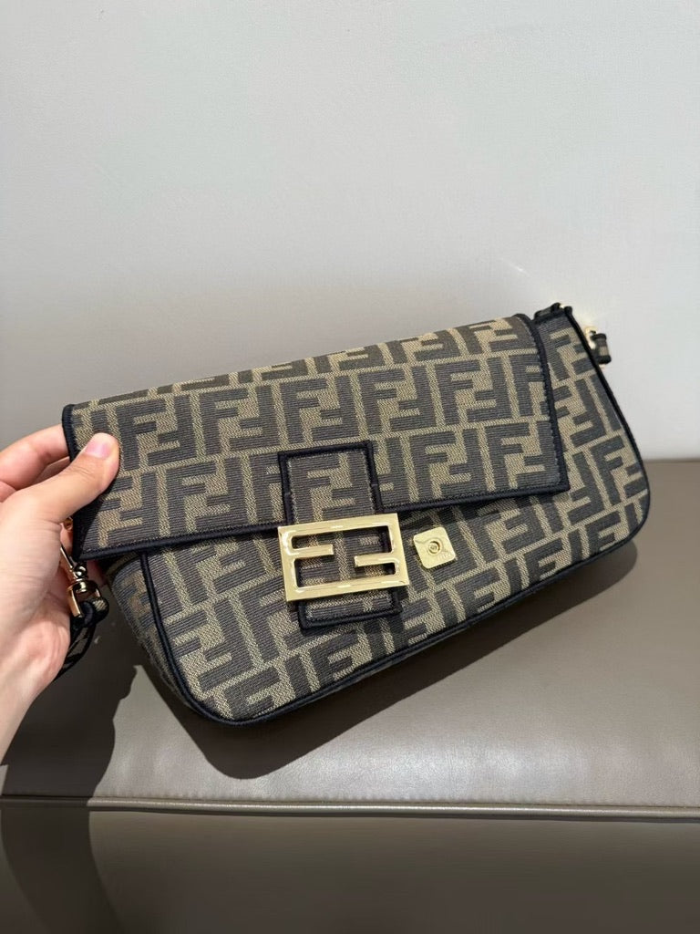 Fendi Medium Size Baguette Fabric Brown