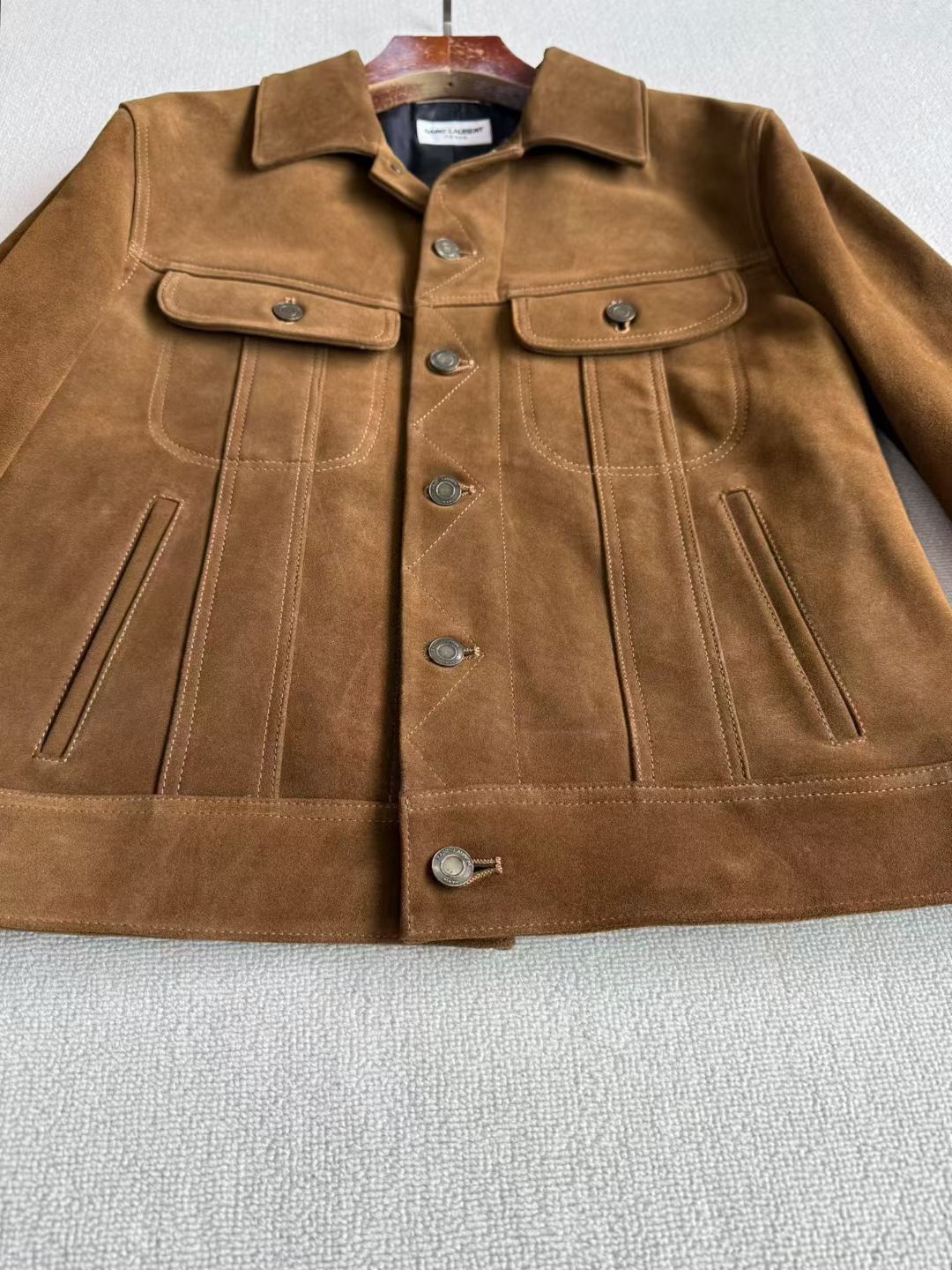 Saint Laurent Suede Leather Jacket, Size 46/48/50/52/54/56