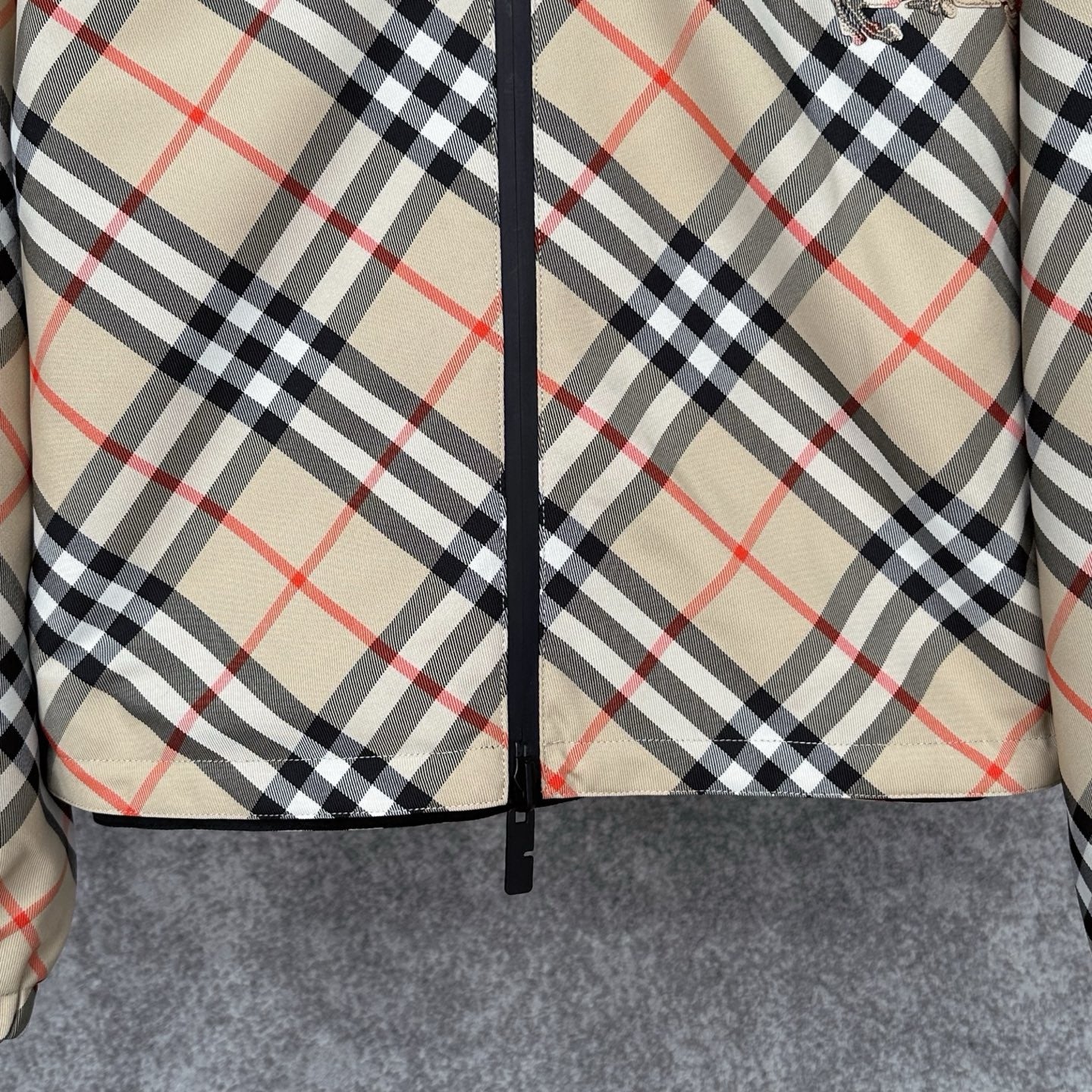 Burberry Reversible Check Jacket in Beige/Blue/Gray, Size XS/S/M/L