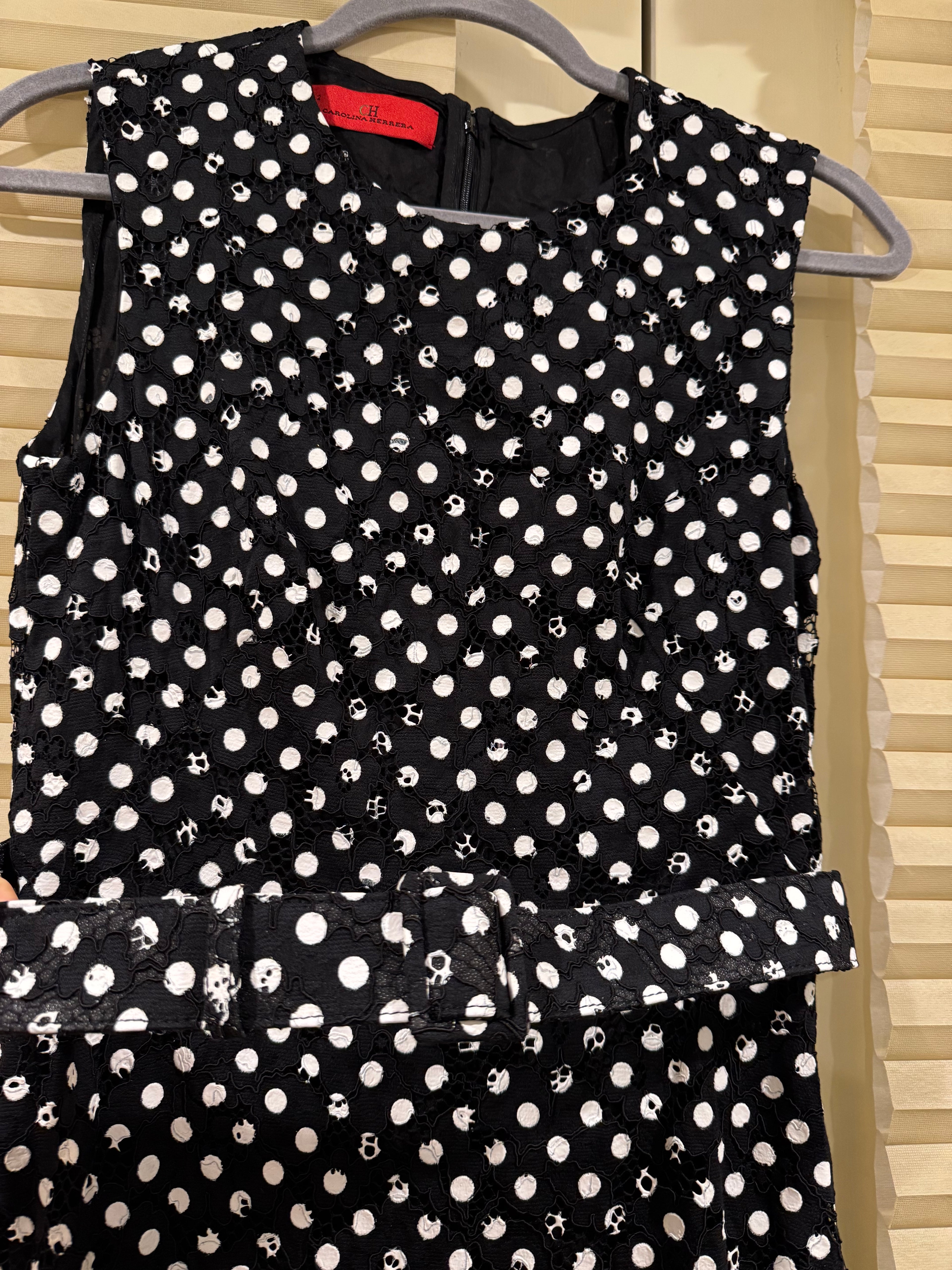 CH Carolina Herrera Polka Dot Belted Maxi Dress, Size US 4/6/8