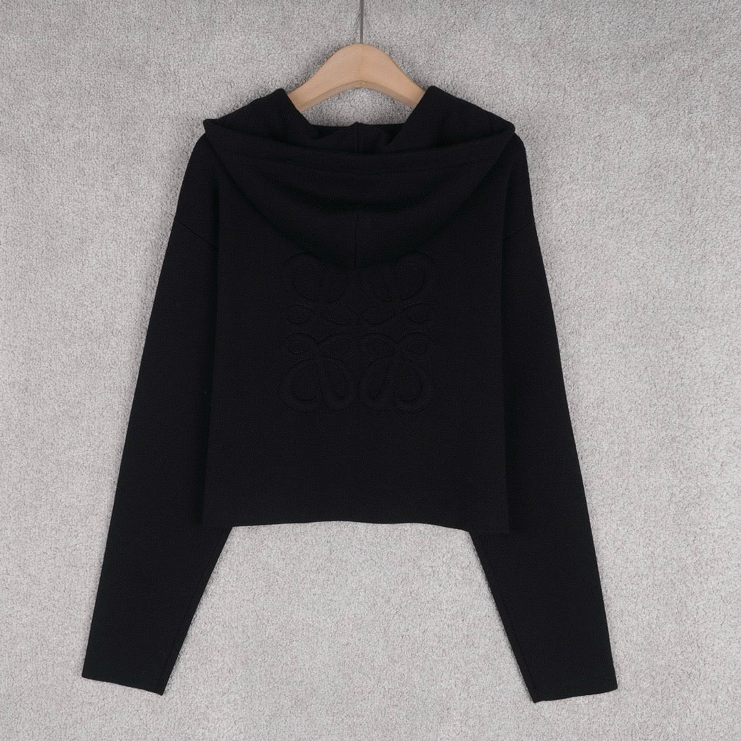Loewe Wool Anagram Zip-Up Hoodie in White/Black, Size S/M/L
