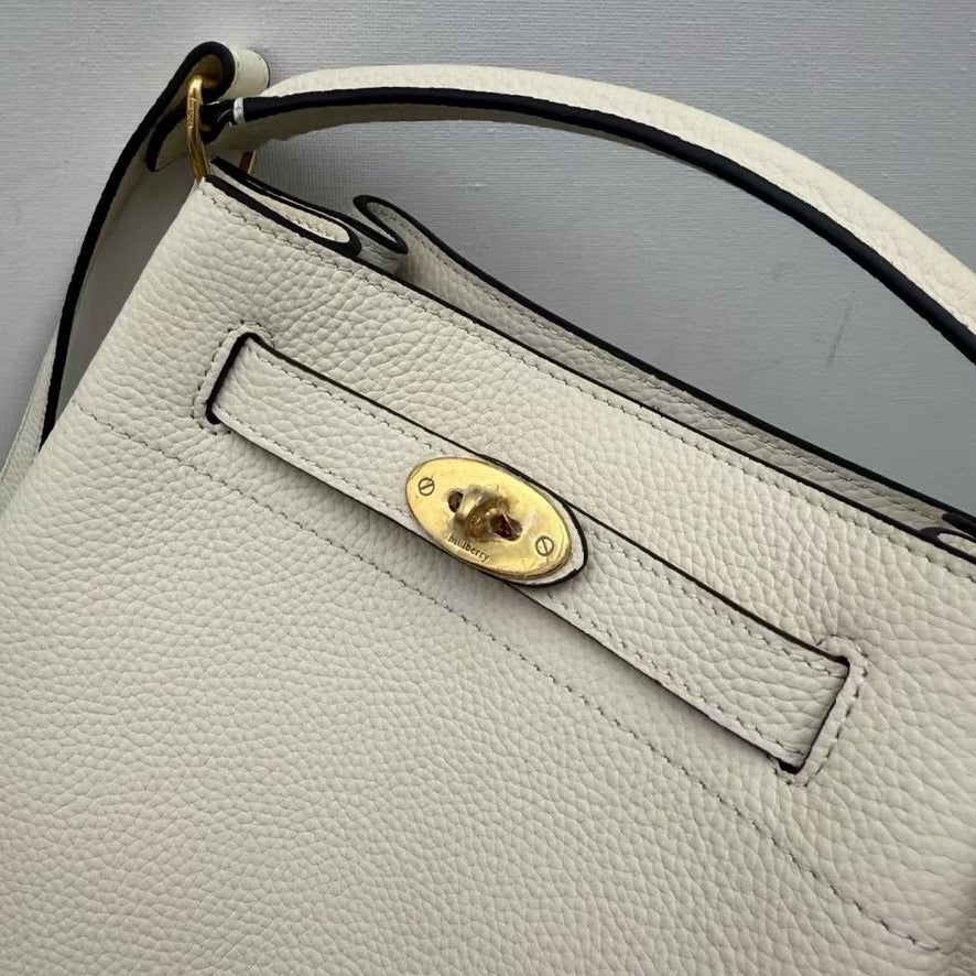 Mulberry Islington Small Bucket Bag in Ivory/Black/Brown (8.5 x 9 x 5 in)