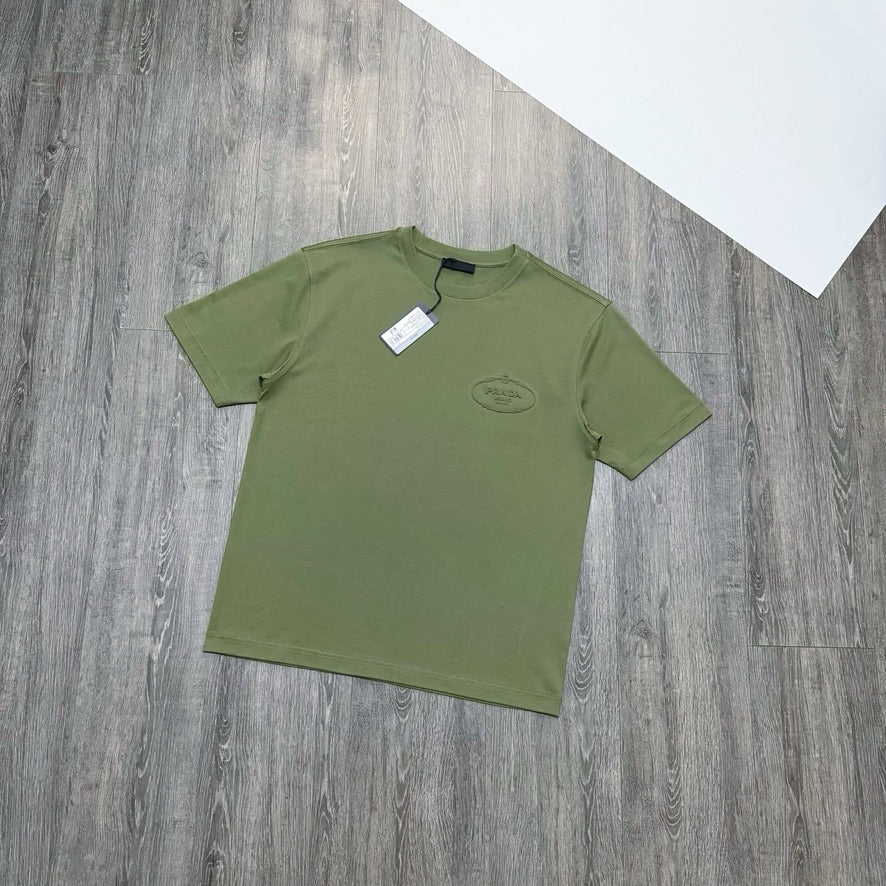 Prada Logo Cotton T-Shirt in Green, Size S