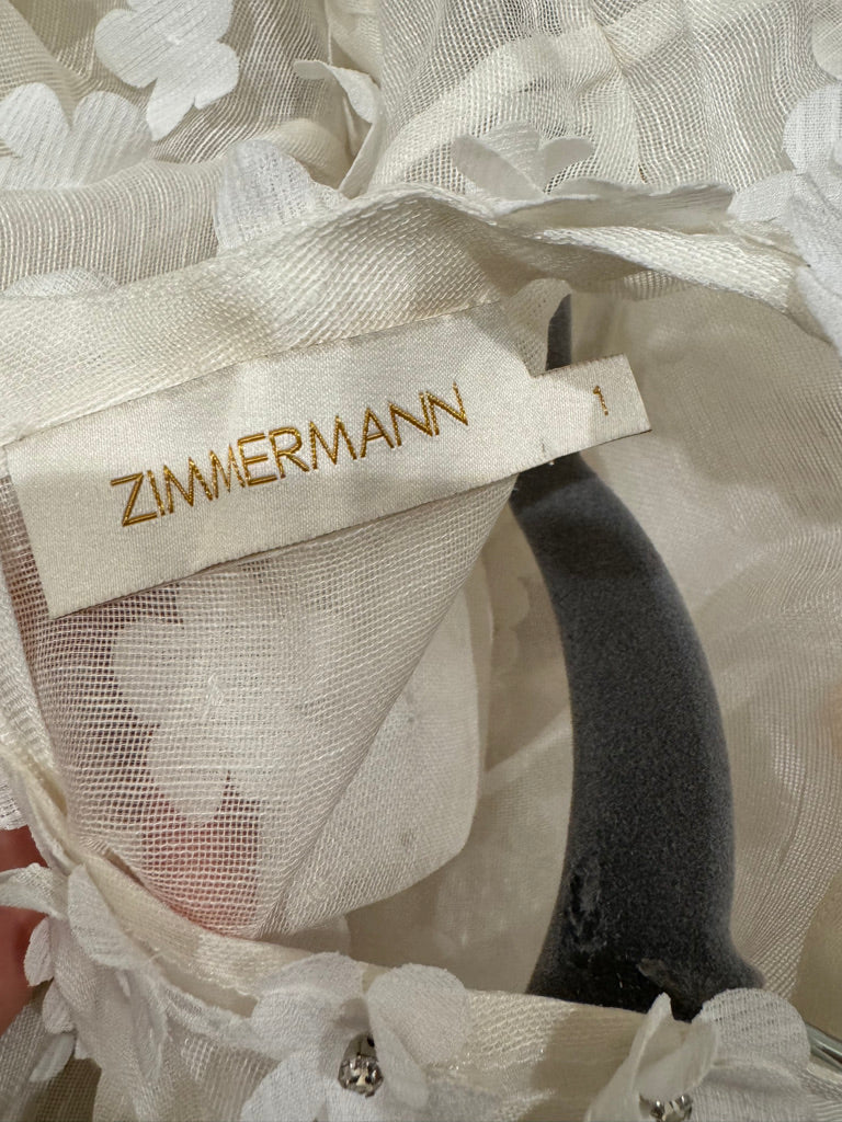 Zimmermann Floral Silk/Linen Blend Belted Minidress, Size AU 1