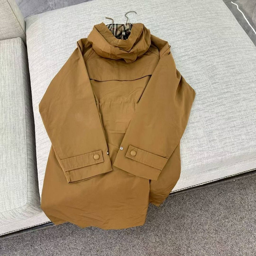 Burberry EKD Zip-Up Lightweight Hooded Parka, Size US 2/4/6/8