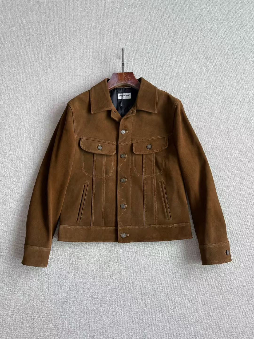 Saint Laurent Suede Leather Jacket, Size 46/48/50/52/54/56