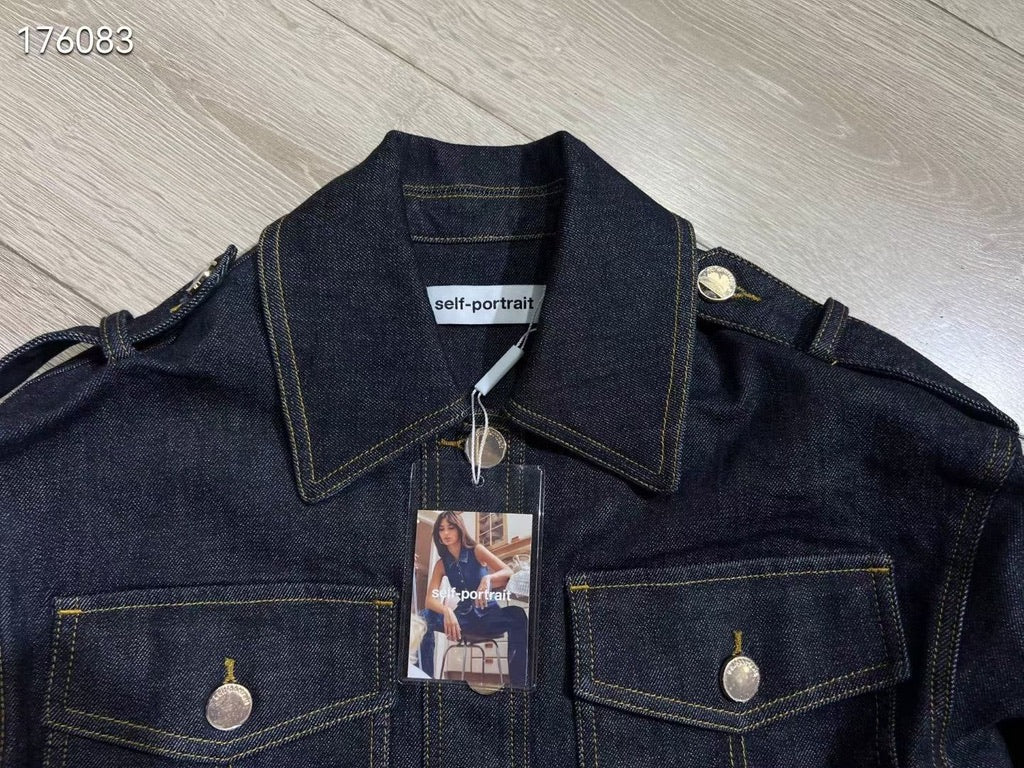 Self-Portrait Indigo Denim Playsuit, Size US 0/2/4/6/8/10/12