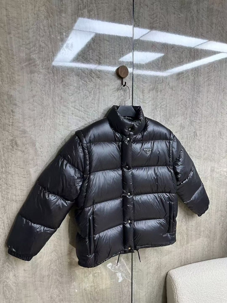 Prada Re-Nylon Convertible Down Jacket, Size 36/38/40/42
