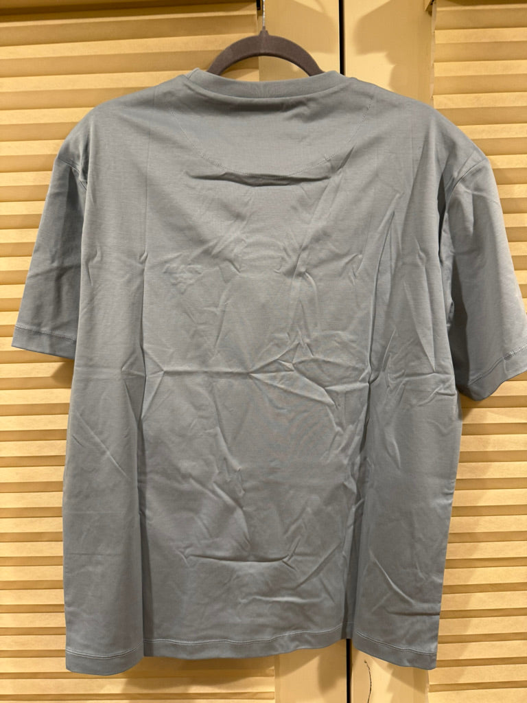 Prada Embroidered Logo Cotton T-Shirt in Light Blue, Size S/L
