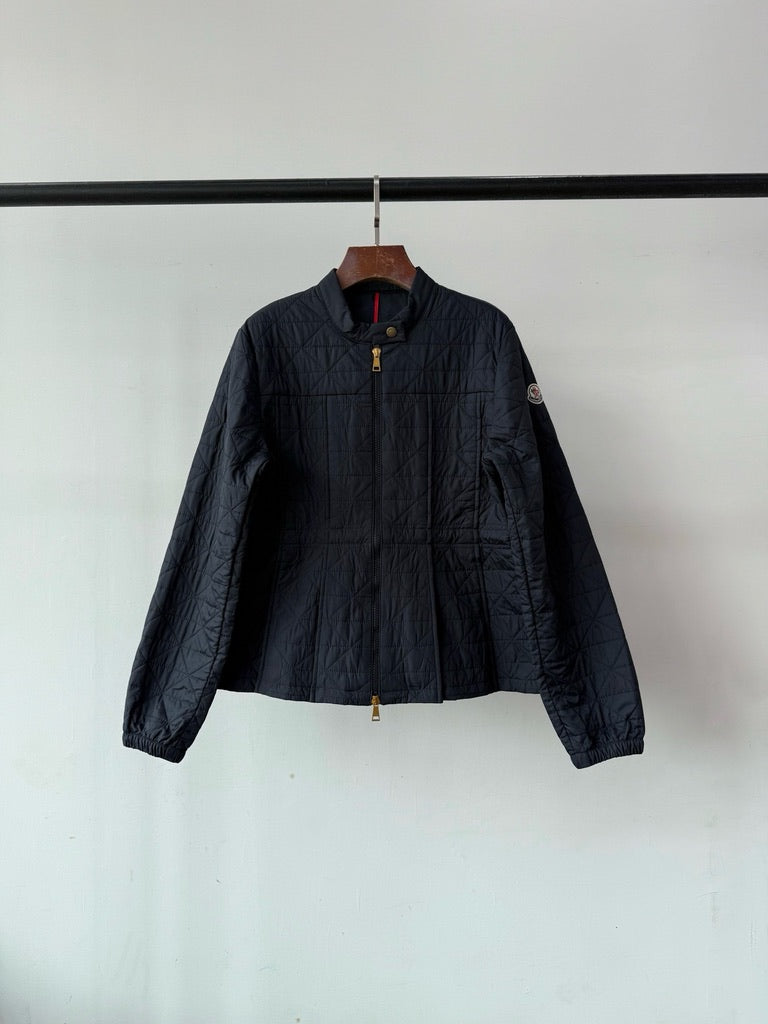 Moncler Craon Square-Quilted Short Padded Jacket in Brown/White/Black, Size 1/2/3/4