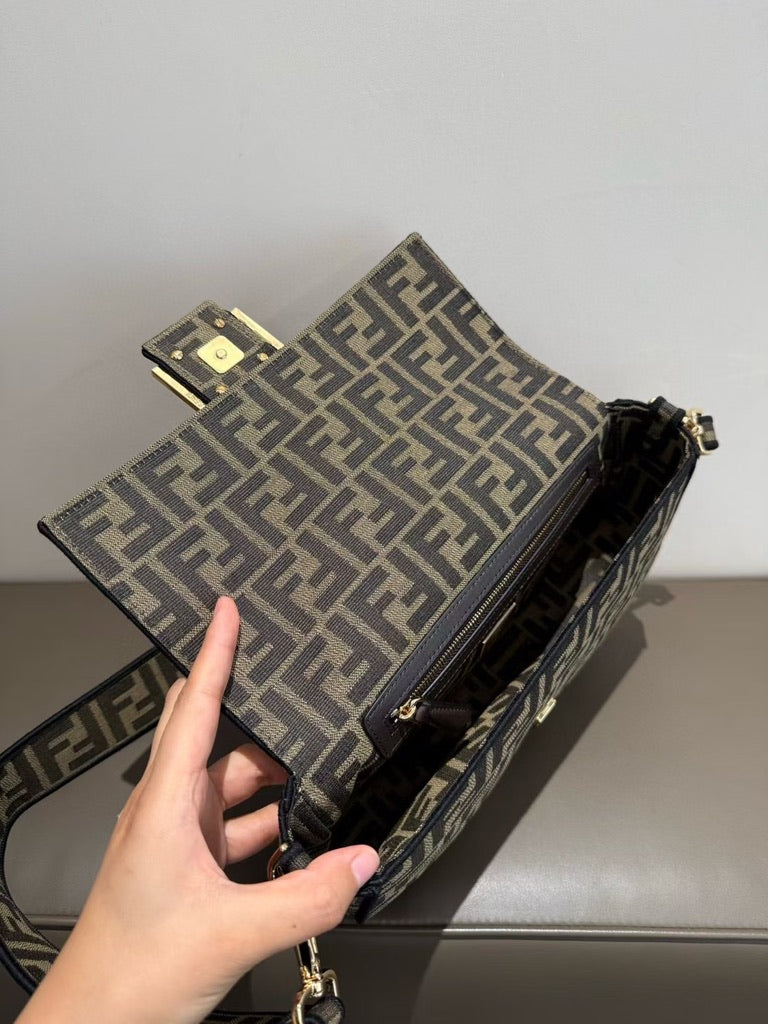 Fendi Medium Size Baguette Fabric Brown