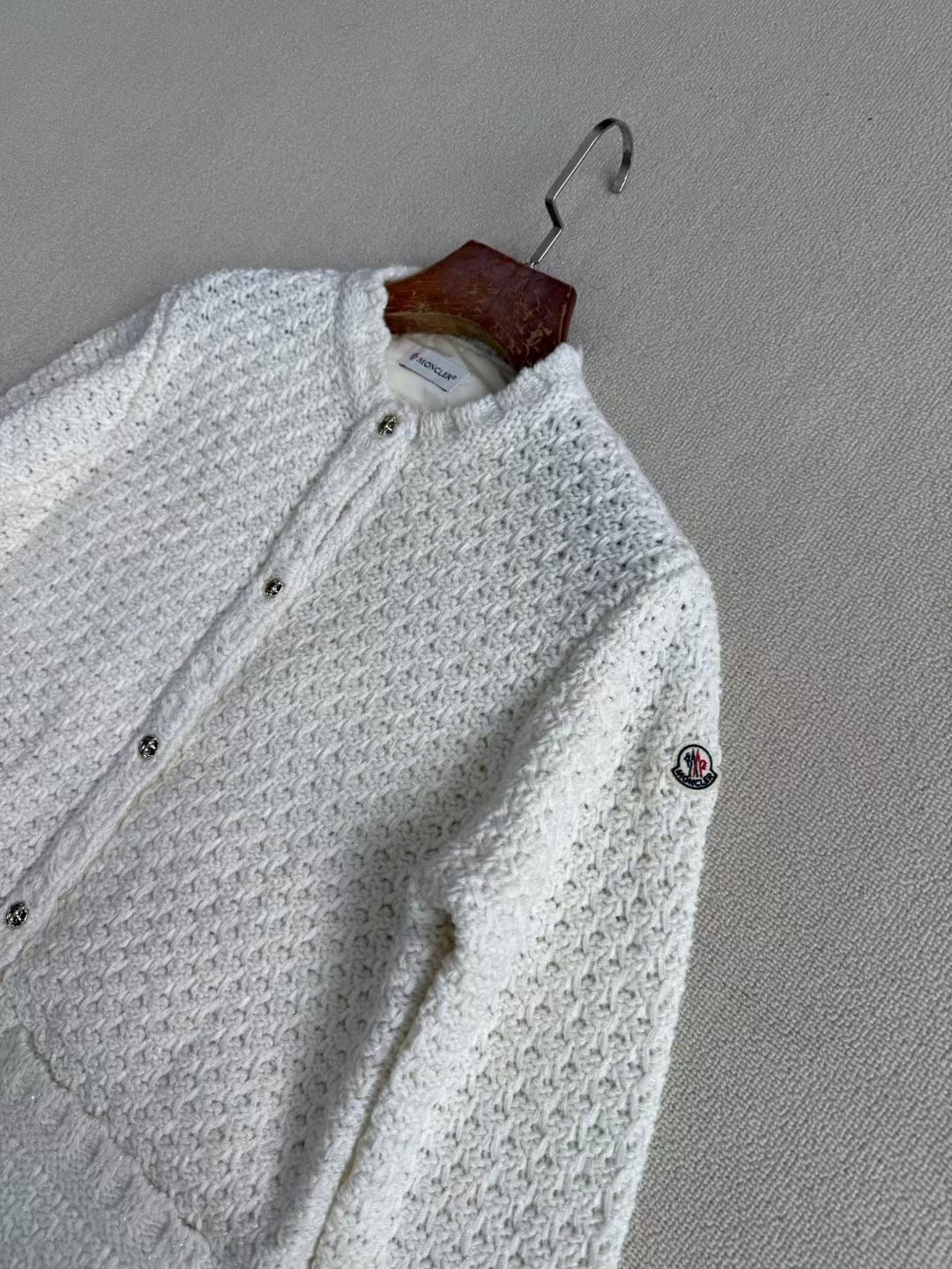 Moncler Padded Wool & Cotton Long Cardigan, Size 0/1/2/3